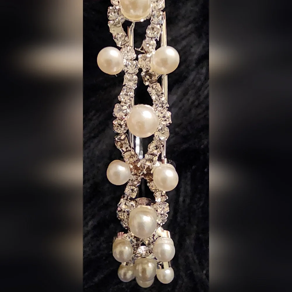 Faux Pearls and Rhinestones Silver toned Tiera Wedding Bridal Flower Girl